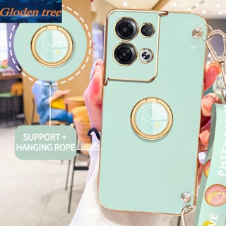 เคสโทรศัพท์มือถือ ลายต้นไม้ Gloden พร้อมขาตั้ง และสายคล้อง สําหรับ Infinix Smart 7 X6515