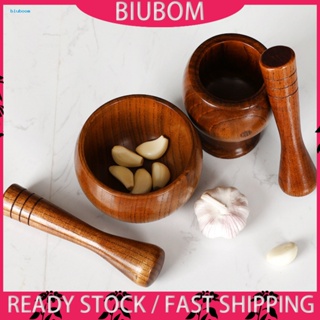 Biuboom ชุดครกไม้ เกรดอาหาร ปลอด BPA ทนต่อการสึกหรอ สําหรับบ้าน