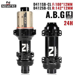 อุปกรณ์ล็อคดิสก์เบรกจักรยาน NOVATEC D411SB-CL D412SB-CL 24 รู 411/412 Thru Alex 100x12 142x12 มม. A.B.G Freehub