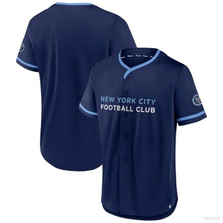 เสื้อคาร์ดิแกนเบสบอล แขนสั้น ลาย HQ1 2023-2024 MLS New York City FC Jersey QH1