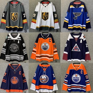 เสื้อกีฬาแขนยาว ทรงหลวม ขนาดใหญ่ ลาย Nhl Hockey Jersey สไตล์ฮิปฮอป เรโทร แนวสตรีทแดนซ์