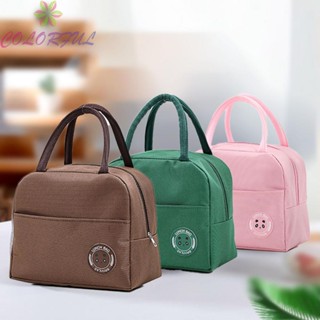 【COLORFUL】Lunch Bag Portable Food Bags School Trip Lunch Food Canvas Handbags Hot Cooler