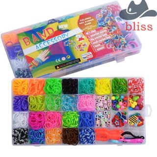 BLISS สร้อยข้อมือยาง แบบยืดหยุ่น สีรุ้ง หลากสีสัน DIY ของเล่นสําหรับเด็กผู้หญิง