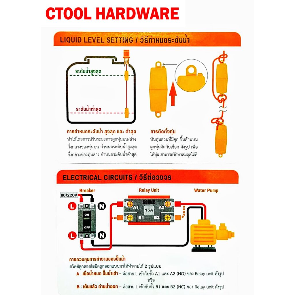 ลูกลอย ไฟฟ้า ทรงกระบอก 9325 Somic ของแท้ - Authentic Auto Liquid Level Control Switch - ซีทูล Ctool - รูปที่ 3