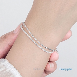 Fancy สร้อยข้อมือเงินแท้ 925 ประดับลูกปัด สองชั้น สําหรับผู้หญิง