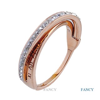 Fancy แหวนเหล็กไทเทเนียม ประดับเพชร 18k สีโรสโกลด์ สําหรับผู้หญิง