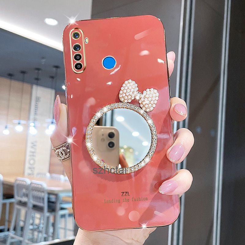 เคส Realme 5 5i 6i 5 pro c3 หรูหรา มุก โบว์ กระจกแต่งหน้า ชุบ ซิลิโคน เคสโทรศัพท์ นิ่ม Realme 5 5i 6i 5 pro c3 - รูปที่ 5