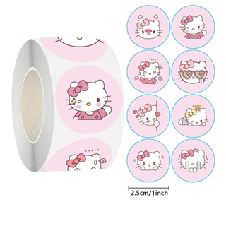 สติกเกอร์ ลาย Hello Kitty น่ารัก สําหรับตกแต่งขวดน้ํา สเก็ตบอร์ด แล็ปท็อป กระเป๋าเดินทาง ปาร์ตี้วันเกิดเด็ก 500 ชิ้น ต่อม้วน