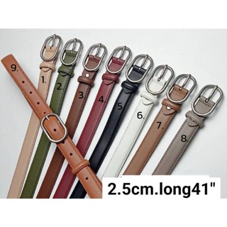 เข็มขัดผู้หญิง หนังแท้ ผู้หญิง เนื้อเรียบนูน สายกว้าง 2.5 cm  LK163