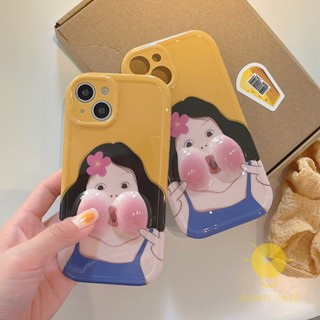 For เคสไอโฟน 14 Pro Max [Cute Fat Girl 3D] เคส Phone Case For iPhone 14 Pro Max Plus 13 12 11 For เคสไอโฟน11 Ins Korean Style Retro Classic Couple Shockproof Protective TPU Cover Shell