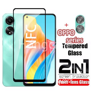 2 in 1 ฟิล์มกระจกนิรภัยกันรอยหน้าจอ และเลนส์กล้อง ด้านหลัง สําหรับ OPPO A78 NFC 2023 OPPOA78 4G