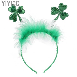 Yiyicc Clover Hair Band Fit Head Odor Free Lightweight Green Headband Plastic Reusable Feather for Patricks Day Women