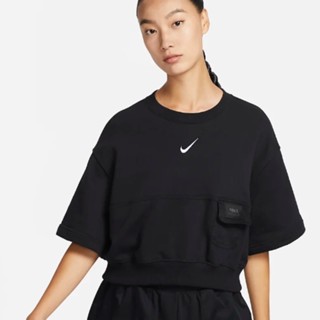 Nike ของแท้ 100% เสื้อยืดลําลอง แขนสั้น คอกลม เอวสูง สไตล์วินเทจ เหมาะกับฤดูร้อน สําหรับสตรี DV8039-010-133