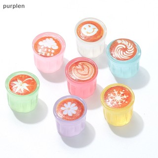 Purplen สติกเกอร์ติดผม รูปแก้วน้ํา ดอกไม้ แก้วกาแฟ เรืองแสง ขนาดเล็ก DIY 5 ชิ้น EN