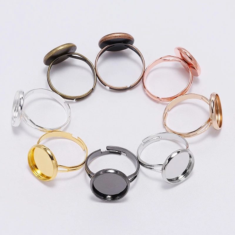 10ชิ้น ฐานแหวนปรับได้ ถาดเปล่า 8-25มม มีหลายสี อะไหล่ทำแหวน DIY สำหรับติดหินแก้ว เรซิน ไม่ลอกดำง่าย