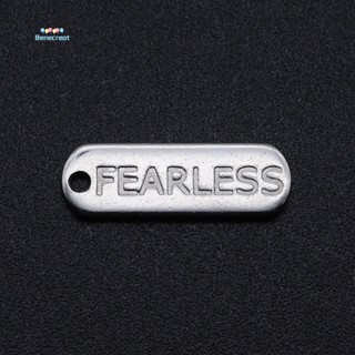 จี้สเตนเลส 201 รูปไข่ พร้อมคําว่า FEARLESS 17.5x6x1 มม. รู 1.2 มม. 5 ชิ้น