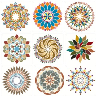 30x30 ซม. สีขาวนำมาใช้ใหม่แม่แบบ Mandala Dot จิตรกรรมสมุดภาพศิลปะ