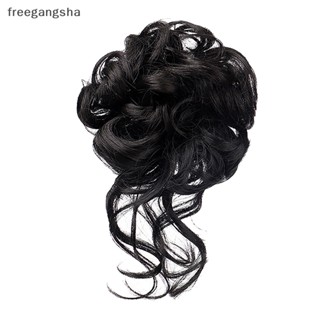 [FREG] Synthetic Chignon Messy Curly Claw Hair Bun Scrunchy Fake False Hair Band Tail for Women Hairpieces Blonde FDH