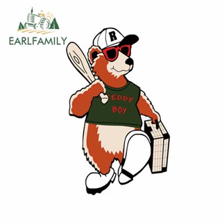 Earlfamily สติกเกอร์ติดกันชน ลาย Bear Holding A Baseball Box 13 ซม. x 8.2 ซม. สําหรับตกแต่งรถยนต์