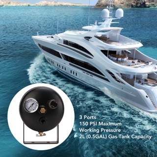 JOY Motor Air Tank Kit 3 พอร์ต 150 PSI 0.5GAL เหล็กเชื่อม Universal สำหรับรถบรรทุกรถรถไฟ Yacht Horn System