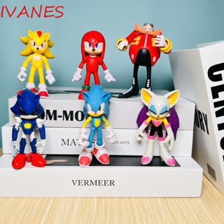 Ivanes โมเดลฟิกเกอร์ PVC รูปการ์ตูนสัตว์ เม่นโซนิค 11 ซม. 6 ชิ้น ต่อชุด