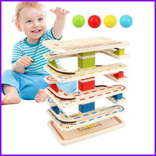 Montessori Trackers Drop and Roll Tower พร้อม 8-Tier และ 4 s Ramp Whirling Tower Game ของเล่นสําหรับเด็กวัยหัดเดิน 1-3 notath