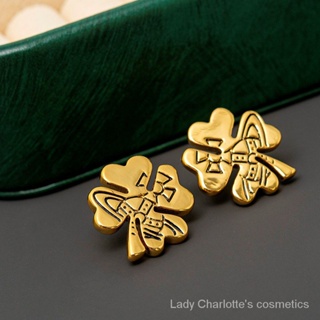 [0714]QDZTE-EH New Xiempress Saturn Same Style Clover Earrings Simple Fashion Design S925 Earrings High-Grade Earrings for Women Fashion  Accessible luxury Influence  INS style  Ni