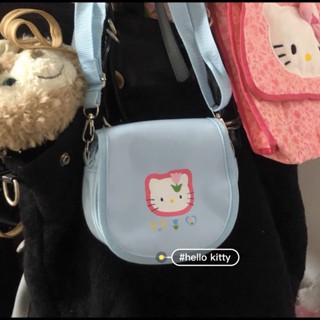 กระเป๋าสะพายไหล่ กระเป๋าถือ พิมพ์ลาย Hello Kitty น่ารัก สําหรับผู้หญิง