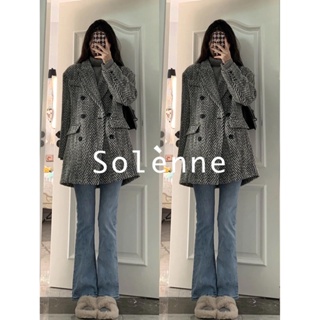 Solenne กางเกงขายาว กางเกงยีสน์ผู้หญิง ทรงหลวม ๆ ตรง Retro Hip Hop Pants 2023 NEW Style 071416