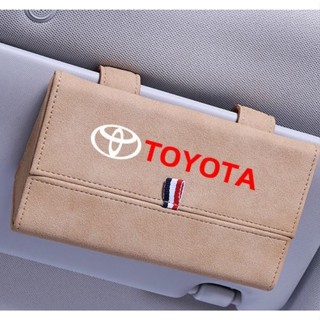 TOYOTA LOGO Car Sunglasses Storage Alcantara Flip Glasses Case Highlander CAMRY Yaris RAV4 Crown COROLLA LAND CRUISER PRADO SIENNA REIZ VIOS FJ CRUISER Venza Alphard Interior Sun Visor Business Card Holder/Card Storage Box