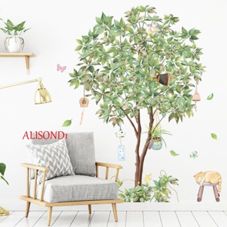 Alisond1 สติกเกอร์ติดผนัง ลายสัตว์ มีกาวในตัว ตกแต่งห้องนั่งเล่น โซฟา พื้นหลังทีวี ต้นไม้ใหญ่ เบิร์ช ห้องนอน โปสเตอร์ภาพจิตรกรรมฝาผนัง