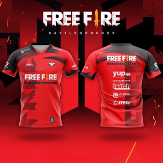 เสื้อ Freefire เสื้อเกม เสื้อพิมพ์ลาย E-Sport เสื้อกีฬาสีสด ไม่ลอก