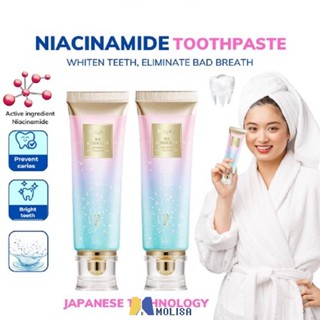 Niacinamide Toothpaste ไวท์เทนนิ่งฟันทำความสะอาดขจัดคราบ Freshen Breath Oral Care ยาสีฟัน MOLISA