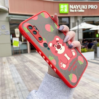 สําหรับ Xiaomi Note 10 Note 10 Lite เคสการ์ตูน สตรอเบอร์รี่ หมี กันกระแทก เคสโทรศัพท์แข็ง ขอบสี่เหลี่ยม รูปแบบ ซิลิโคนนิ่ม เคสป้องกัน