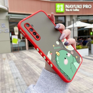 สําหรับ Realme 6 6s Narzo 6 Pro เคสการ์ตูนไดโนเสาร์น้อยน่ารัก กันกระแทก ฝ้าแข็ง เคสโทรศัพท์ ขอบลาย ซิลิโคนนิ่ม เคสป้องกัน