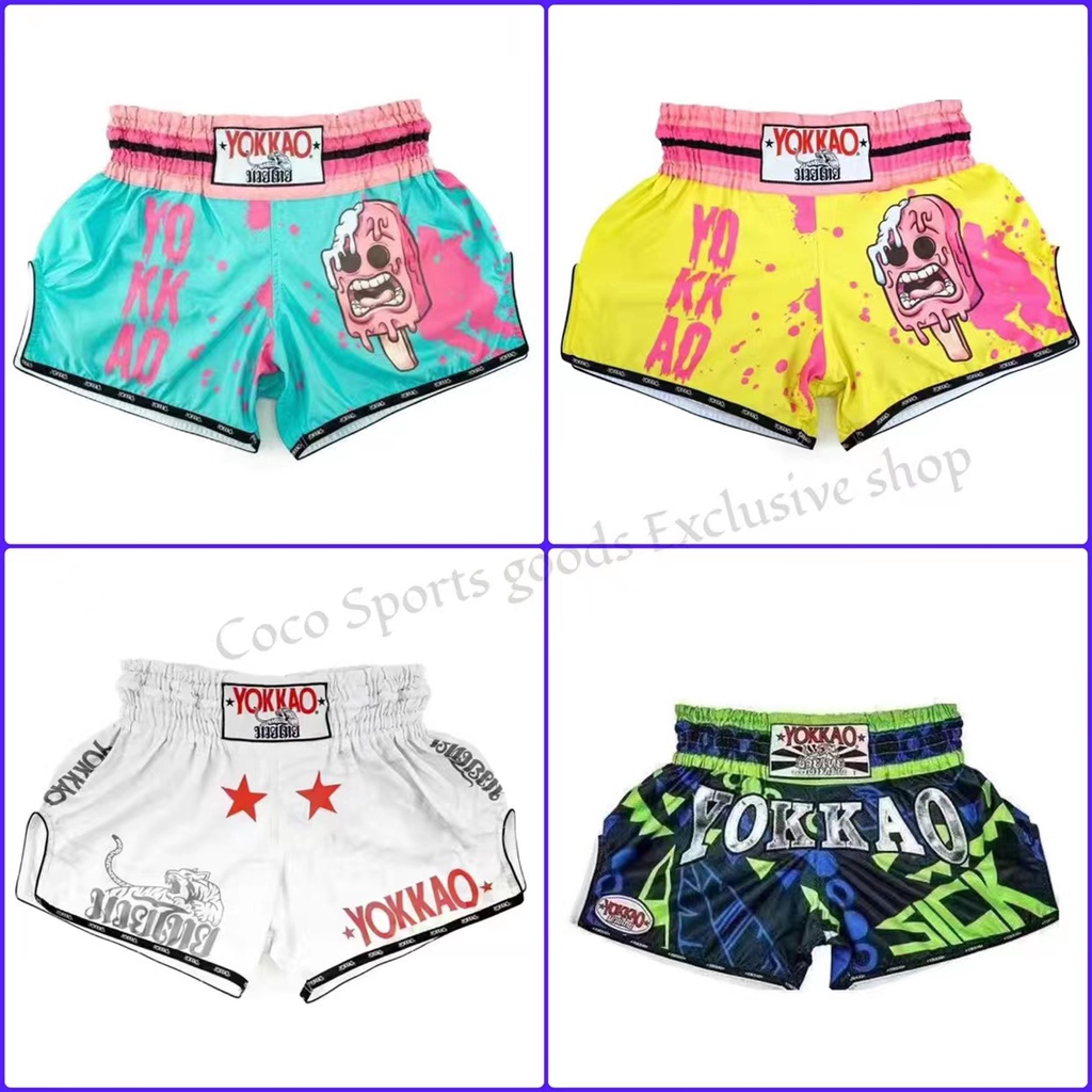 [Yokkao] Children's Boxing Shorts Muay Thai Shorts Beach Pants Fighting Boxing Competition Training Shorts Quick-Drying Breathable Workout Shorts Fashion muay thai shorts fighting shorts boxing shorts
