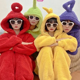 Teletubbies การ์ตูน ใหม่ ตุ๊กตา บ้าน เสื้อผ้า ผู้หญิง ชุดนอน เสื้อคลุม คลุมด้วยผ้า ชุดนอนน่ารัก ชุดนอนยาว ฟัซซี่ ของขวัญ