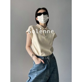 Solenne  เสื้อครอป เสื้อยืดผู้หญิง ครอป baby tee สาวเรโทร 2023 NEW Style ทันสมัย ทันสมัย Trendy ทันสมัย A29J18R 36Z230909