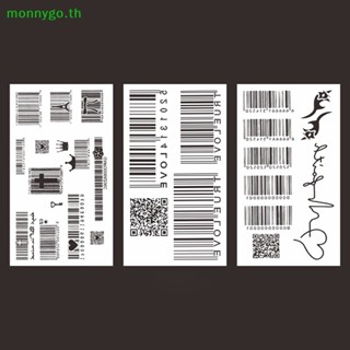 Monnygo สติกเกอร์รอยสักชั่วคราว ลายบาร์โค้ด 3D สําหรับติดตกแต่งปาร์ตี้ 1 แผ่น