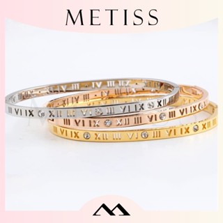 Metiss Niche สร้อยข้อมือไทเทเนียม ประดับเพชร ตัวเลขโรมัน สําหรับผู้หญิง