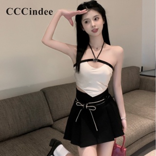 Cccindee ใหม่ เสื้อสายเดี่ยว เข้ารูป สีตัดกัน เข้ากับทุกการแต่งกาย แฟชั่นสําหรับผู้หญิง 2023