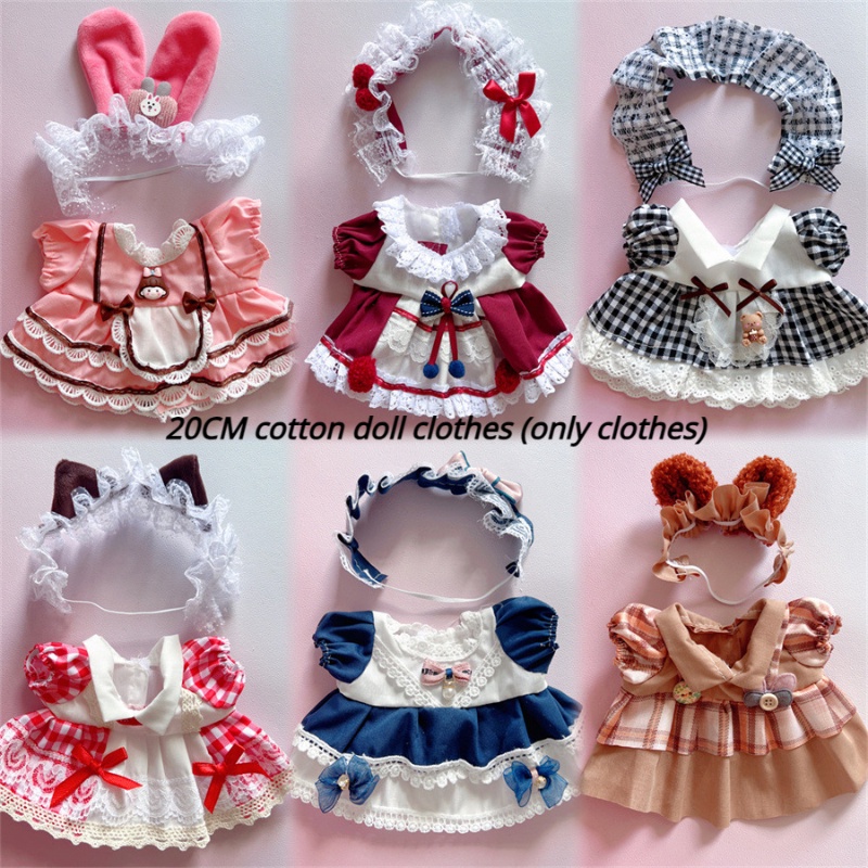 ชุดเสื้อผ้าตุ๊กตา ผ้าฝ้าย ขนาด 20 ซม. อุปกรณ์เสริม สําหรับเด็กผู้หญิง DIY