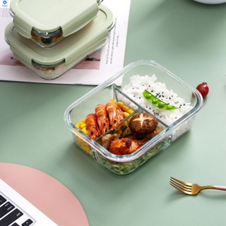 กล่องอาหารกลางวันแก้ว Crisper Storage Airtight Food Keeper Leakproof Microwavable Lunch Box With Cover 【bluey】