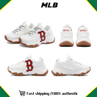 MLB Boston Red Sox vintage printed shoes รองเท้า 💯 รองเท้าผ้าใบ 3ASHC601N-43IVS White red