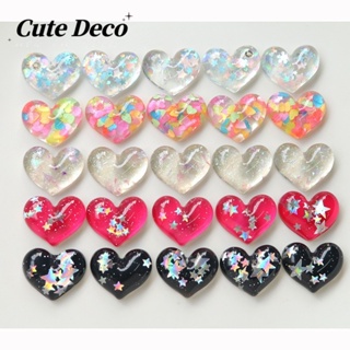 【Cute Deco】กระดุมกึ่งโปร่งใส รูปหัวใจ ประดับเลื่อม สีชมพู สําหรับตกแต่งรองเท้า Crocs DIY