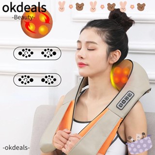 Okdeals เครื่องนวดคอไฟฟ้า หนัง PU ทําความร้อน รูปตัว U อินฟราเรด อเนกประสงค์