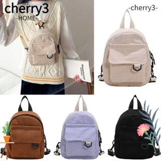 Cherry3 กระเป๋าเป้สะพายหลัง ผ้าลูกฟูก ขนาดเล็ก แฟชั่นสําหรับผู้หญิง