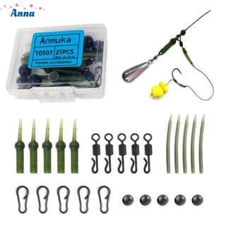 【Anna】Fishing Rig Kit 25Pcs ABS Anti Tangle Carp Fishing Fast Change Rolling Swivels