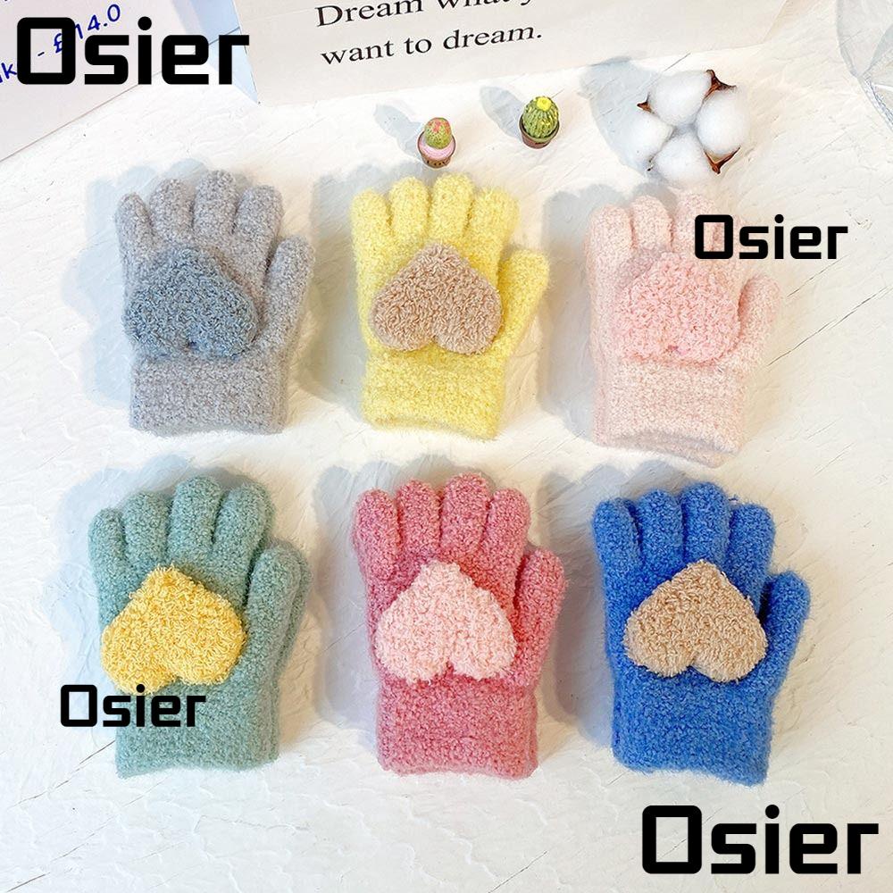 Osier1 Mittens Love Pattern Love Shaped 1-3 ปี สีพื้น แบบหนา สําหรับเด็ก