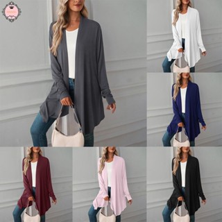 Women Solid Long Sleeve Cardigan Open Front Shawl Sweater Wrap Top Jacket Coat